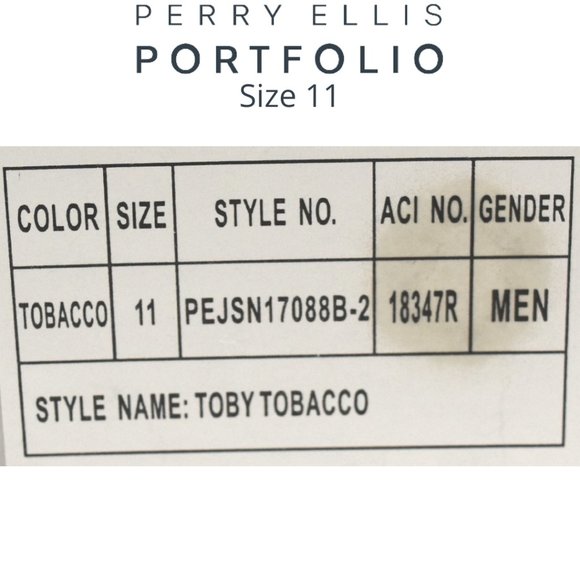 Perry Ellis Portfolio Toby Oxford Tobacco Dark Drown  11 Medium PEJSN17088B-2 - Picture 6 of 9